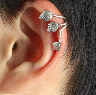 Fashion High Quality 2 colors Ear Clips leaves Clip Earring without Pierced Ears Cuff Jewelry