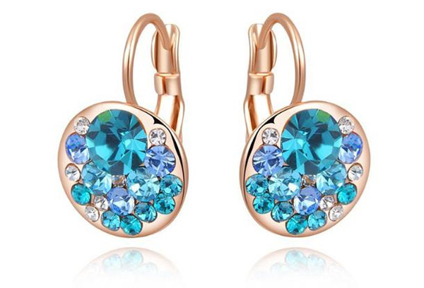 Wholesale women ear cuff Austrian crystal rose gold blue diamond ear clip