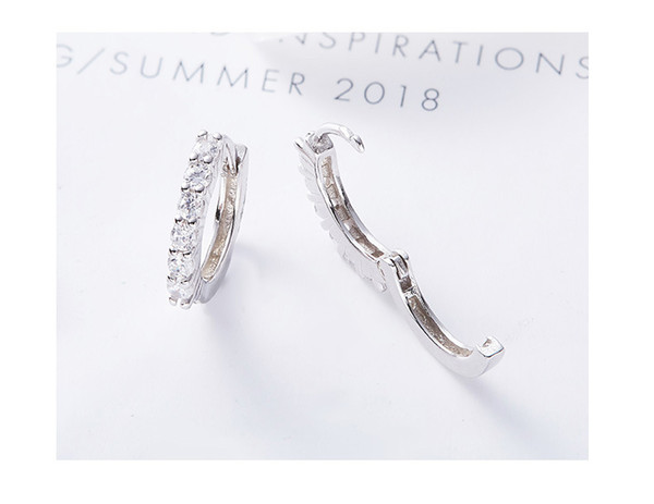 2019 simple European and American crystal elements S925 sterling silver earrings women's personality ear jewelry