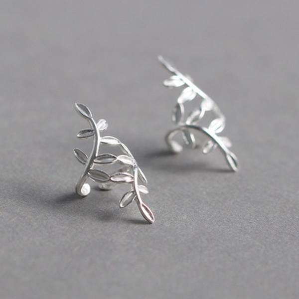 925 Sterling Silver Leaves Ear Cuff Earrings No Pierced No Hole Leaf Earring Jewelry Gift For Women Lady Girls DHL FREE