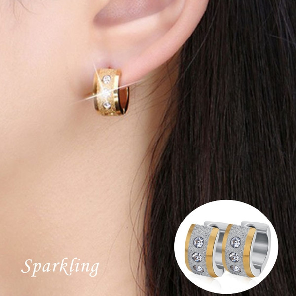 Summer Fashion New Earrings 316L high quality stainless steel frosted 3 layer plating A3 quality zircon Earrings free shipping.