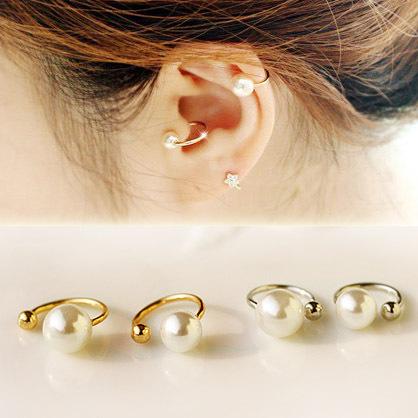 2017 Hot Fashion Korea simulated pearl ear bones earrings invisible U earrings non pierced ear