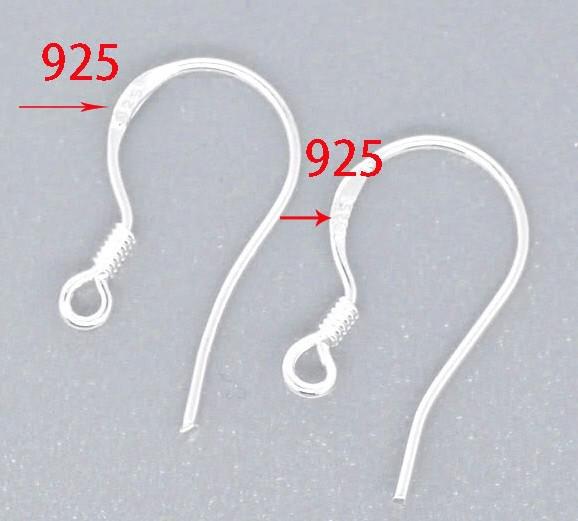 Free shipping!200 PCS 925 Stamped Silver Imitation Earwire 14x9mm