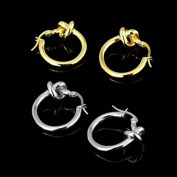 Exquisite brand 18K gold ladies knotted ladies earrings Europe and the United States hot retro retro fashion knotted earrings