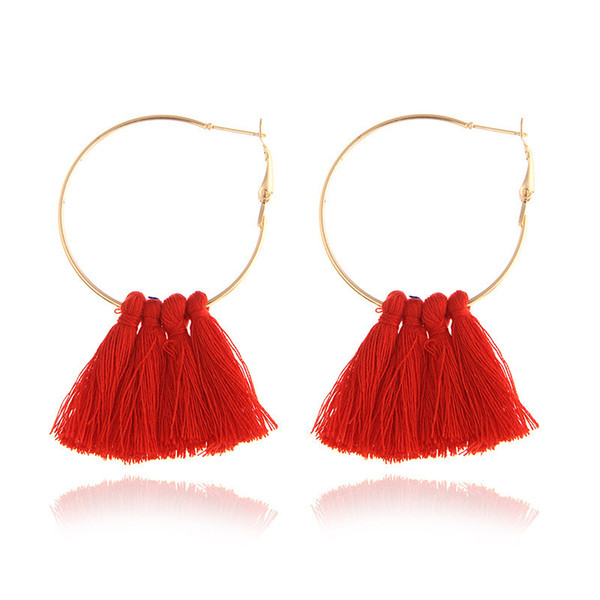 Bohemian alloy multi-color tassel earrings fashion simple ladies temperament ear jewelry Europe and the United States explosion models