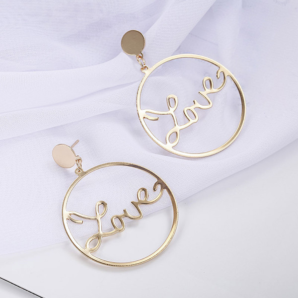 Europe and the United States explosions big circle earrings new personality geometry LOVE earrings female jewelry wholesale