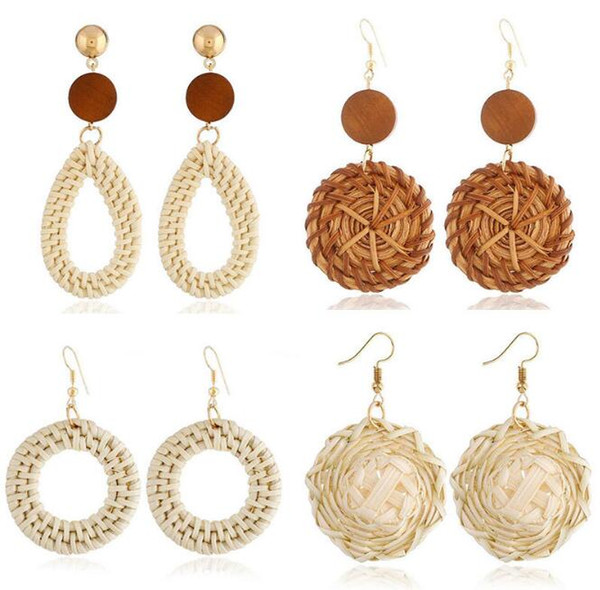 2018 New Fashion Braid Bamboo Earrings Rattan Earrings Woven Personalized for Women 20 Styles Available Selection