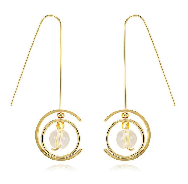 2018 New Fashion Whirly Gold Geometry Post Earrings 14k Real Gold Plate Brass Earrings High Quality Environmental Plate