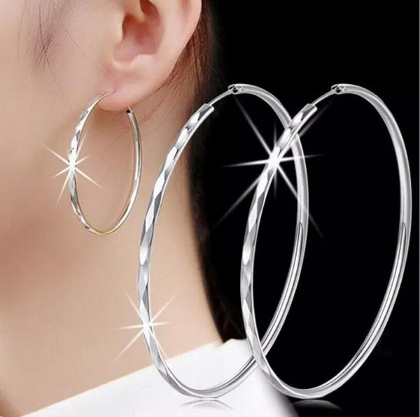 High Polished Exaggerated Copper Big Silver Hoop Earrings Large Ear Charms 30mm 40mm 50mm 60mm Available