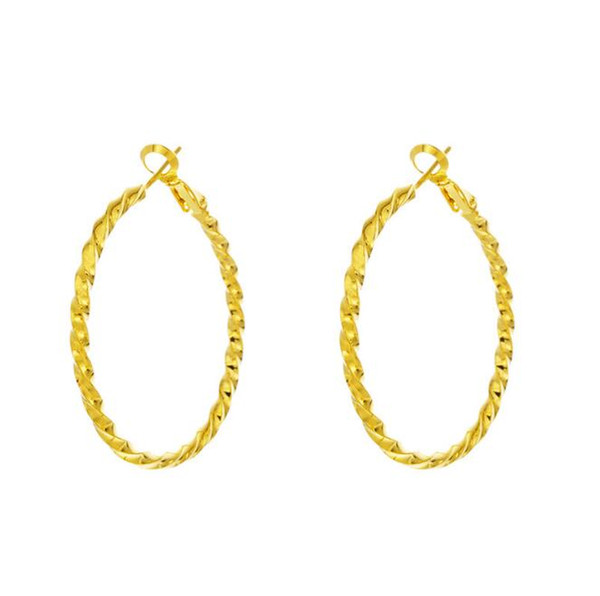 Environmental Plate High Quality Twisted Brass Hoop Earrings Women 24k Gold Plate 30mm,40mm,50mm Amazon Hot Sale