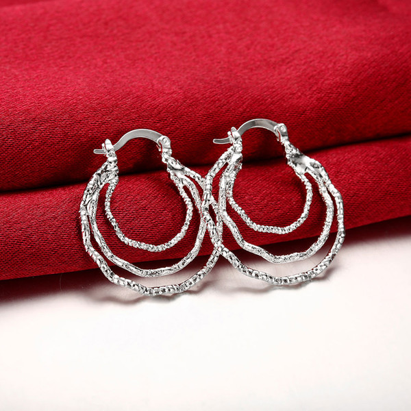 2018 New Fashion Personalized Gypsy Boho Hoop Earrings Silver Jewelry 3 Layers 2.5 x2.9cm 4.4 g