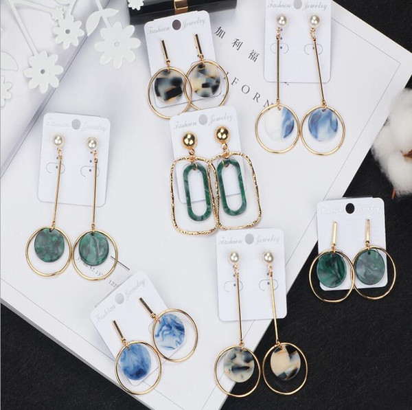 2018 Catalog Available Long Post Tortoise Acetate Dangling Hoop Earrings Gold Fashion Korea Style Ear Charms Nickle Free