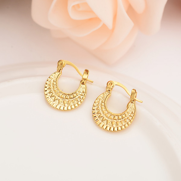 gold jewelry 24k gold plated hoop Earrings Women Party african wedding bridal Jewelry girls DIY charm girl baby kids gift