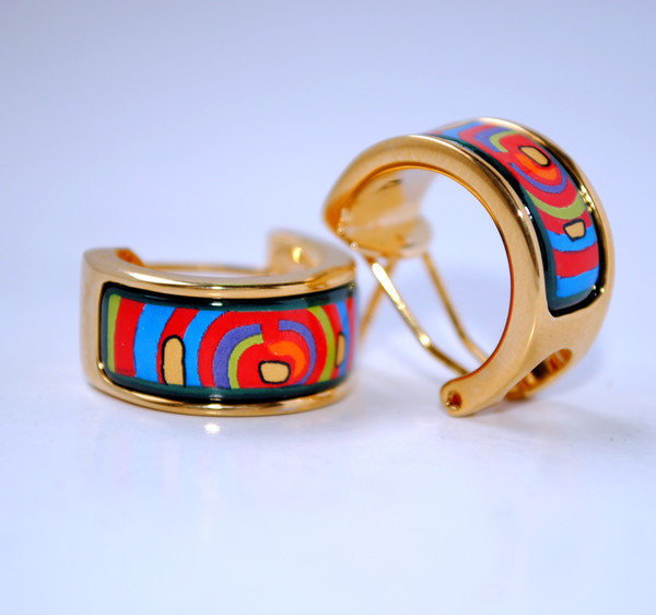 Life cycle series Hoop earring 18K gold-plated enamel earrings for woman Top quality hoop earrings