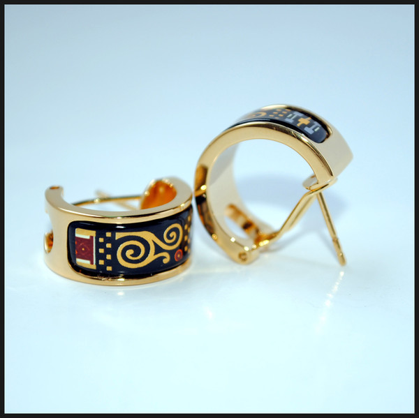 Klimt Series Hoop earring 18K gold-plated enamel earrings for woman Top quality hoop earrings