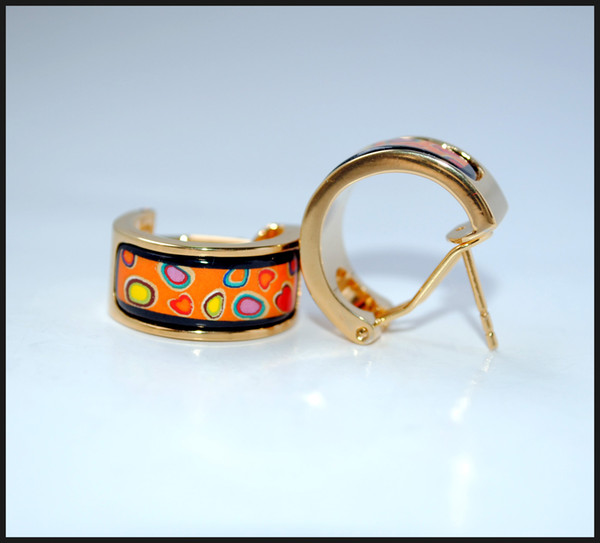 Colorful Stones Series Hoop earring 18K gold-plated enamel earrings for woman Top quality hoop earrings