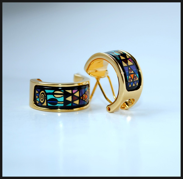 Geometric Fantasy Series Hoop earring 18K gold-plated enamel earrings for woman Top hoop earrings