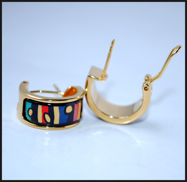 American Wind Series Hoop earring 18K gold-plated enamel earrings for woman Top quality hoop earrings