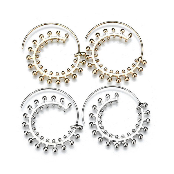 2019 Exaggerated Personality Zinc Alloy Circle Swirl Gear-Shaped Spiral Hoop Earrings For Women Female Jewelry E1998