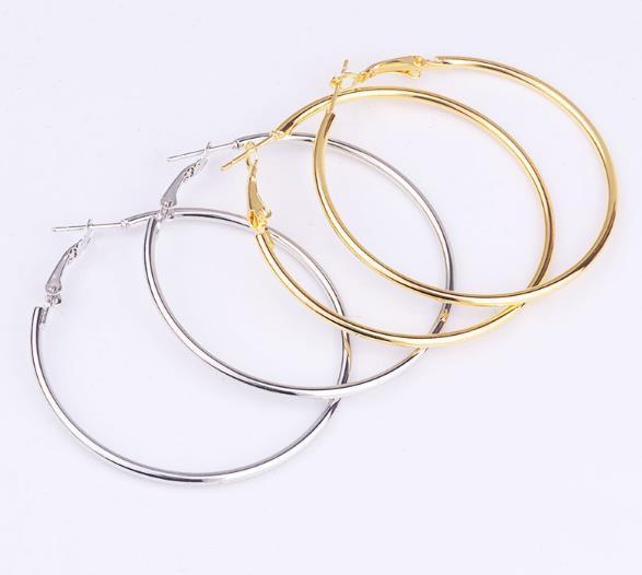 Blasting earrings exaggerated contracted metal girl big circle earrings female women ear ring wholesale fashion and personality