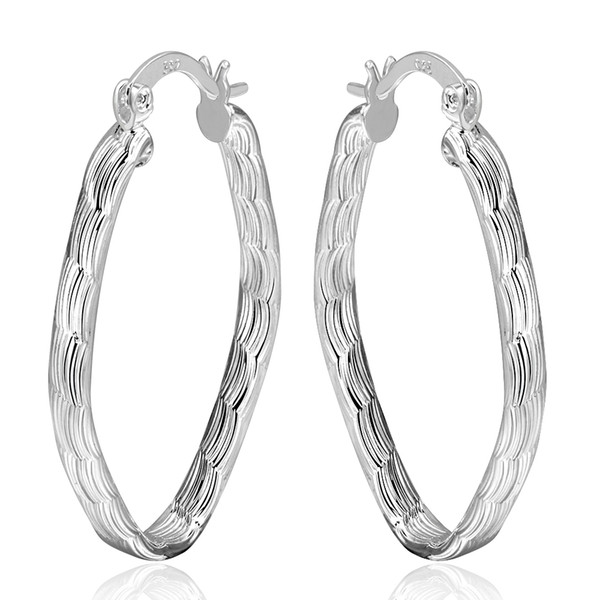 Hot Sale 925 Sterling Silver Plated Earrings Big Fish Stripe Earrings For Women Lady Party Earring