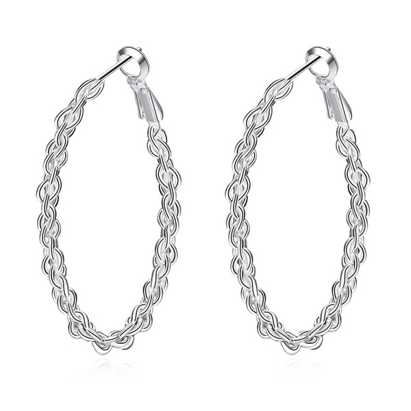 2019 Stylish Elegant 925 Silver Earrings unique links chain circle earrings women big round silver earrings new