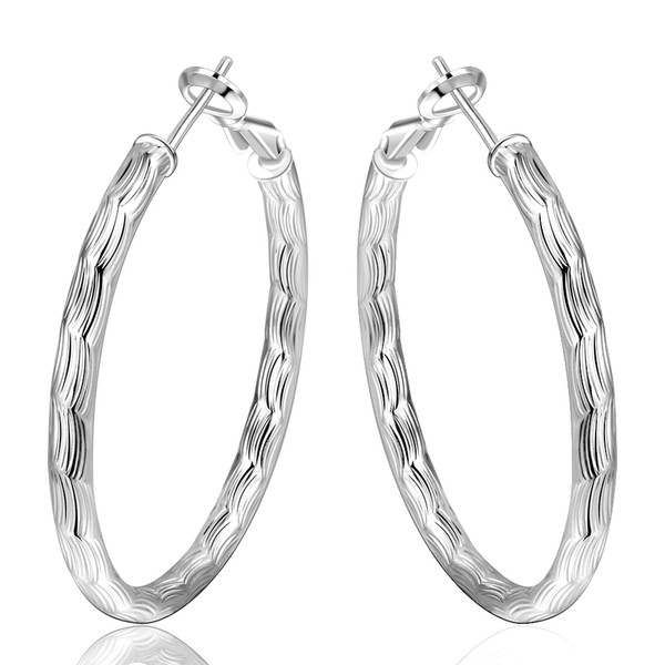 2019 Stylish Elegant 925 Silver Earrings unique big flower pattern circle earrings women big round silver earrings E341