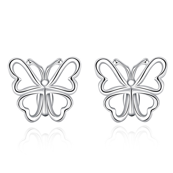 925 silver earrings cute butterfly wholesale fashion round sterling silver jewelry for women stud women earings