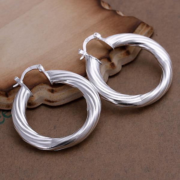 Fashion 925 Sterling Silver EARRINGS Lovely Twist Circle EARRINGS JEWELRY