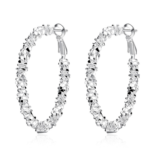 2019 Stylish Elegant 925 Silver Earrings unique big circle earrings women big round silver earrings new