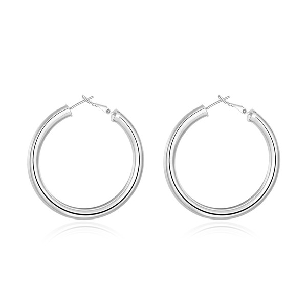 Amazing European Style 925 Silver Plated 5M Hollow Smooth Round Circle Women Earrings Hoop Huggie Earrings For Party