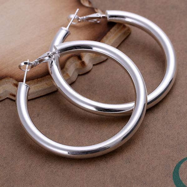 Fashion 925 Sterling Silver EARRINGS 5MM Smooth Round Circle Earrings Hoop Earrings