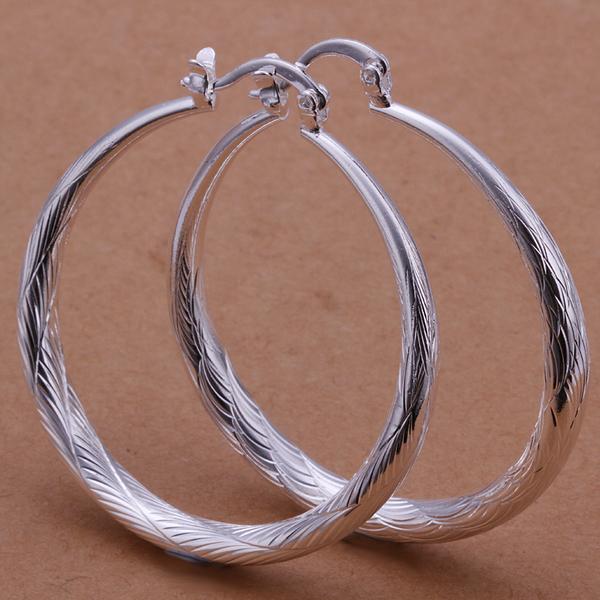 Fashion 925 Sterling Silver EARRINGS Stripes Circle Earrings Hoop Earrings #292