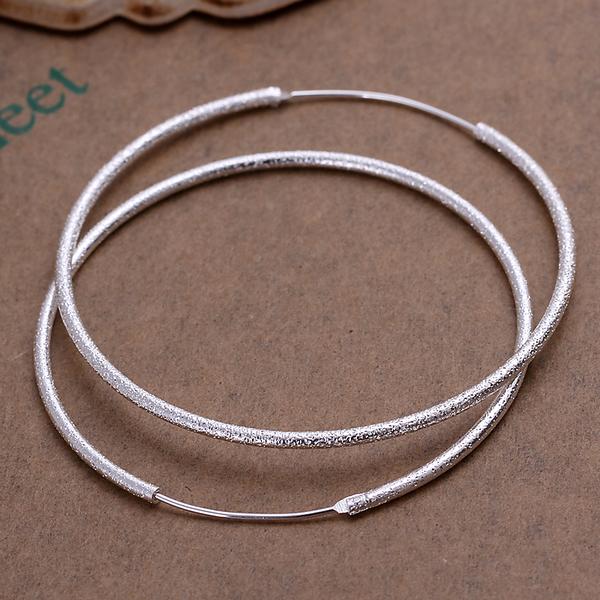 Fashion 925 Sterling Silver EARRINGS Matting Circle Women's Hoop Earrings