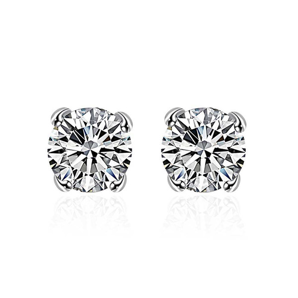 925 silver earrings natural crystal wholesale fashion round sterling silver jewelry for women stud men or women earings