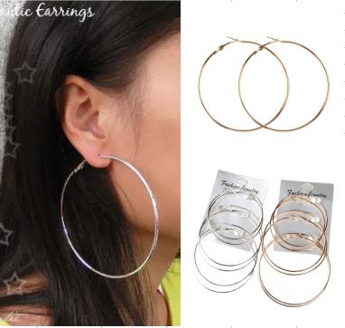 3 Pairs/Lot Oversize Big Circle Hoop Earrings Set 3 Pairs/Lot Simple Punk Style Brincos Round Earrings For Women Party Jewelry Gift