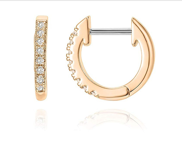 Creative Fashion 14K Gold Plated sterling silver Cubic Zirconia Cuff Earrings Huggie Stud jewelry earring for women gift free shipping