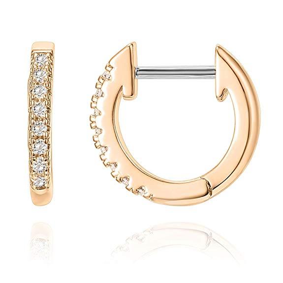 Creative Fashion 14K Gold Plated sterling silver Cubic Zirconia Cuff Earrings Huggie Stud jewelry earring for women gift