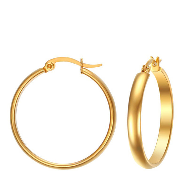 29MM Fashion Essentials Plated Stainless Steel Gold Big Thick Rounded circle Tube Hoop Earrings For Women Fashion Jewelry