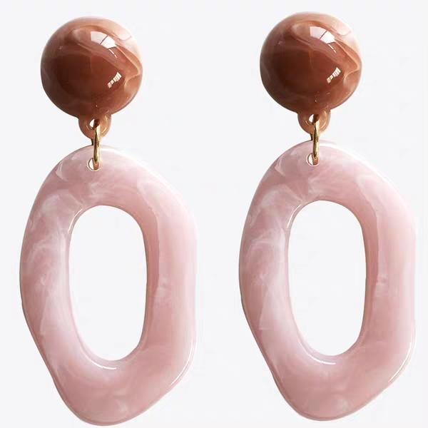 Japanese Korean Trend Aesthetic Resin Texture Earrings Fashion Hundred Geometric Shape Temperament Students Ear-free Hole Earrings