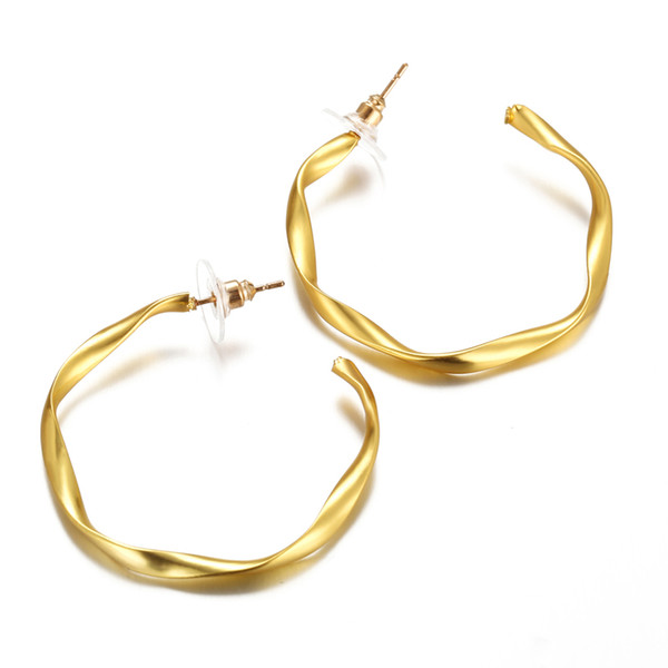 2019 New Arrival Women Punk Gold Earrings Alloy Metal Gold Hoop Earrings Fashion Big CC Statement Earrings Jewelry