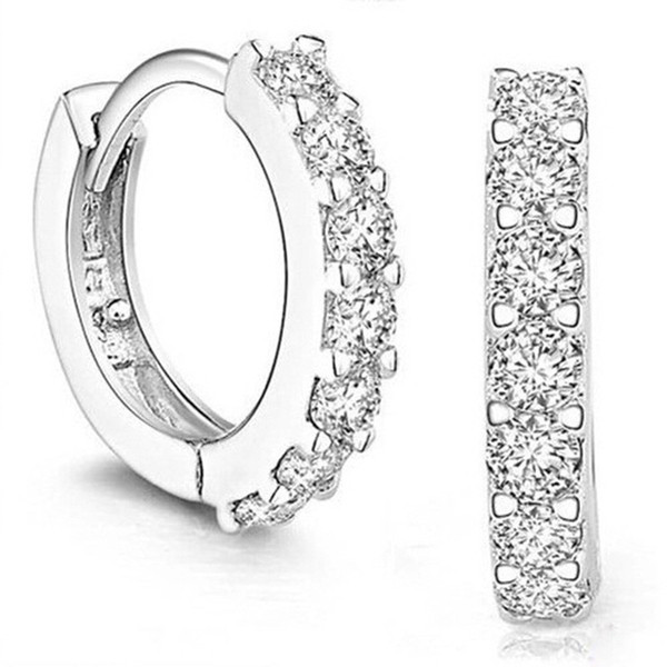 Good Quality 925 sterling silver small hoop earrings with zircon fashion jewelry engagement gift for women&Girls