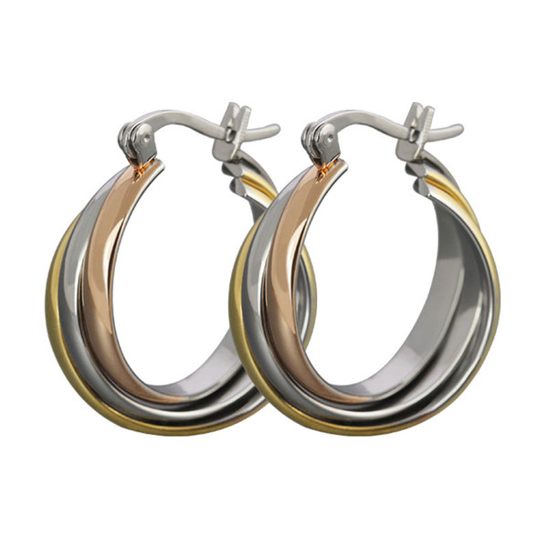 Female fashion hoop earrings stainless steel rose gold&gold&silver color big earrings for women jewelry EH-058R