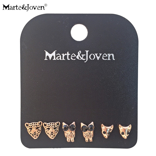 3 Pairs/set Lion Head Owl Fox Stud Earrings Set for Women Fashion Rose Gold Color Studs Sets Jewelry Accessories