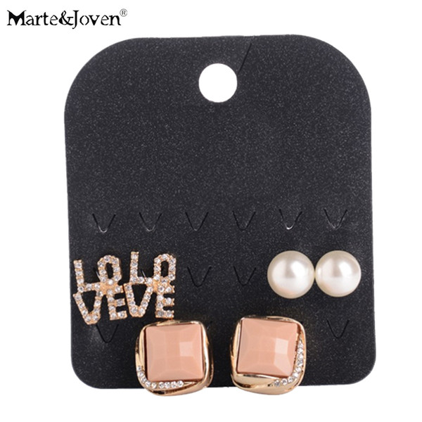 2018 New Cute Rhinestone Love Letter 3 Pairs Stud Earrings Sets For Teen Girls Wholesale