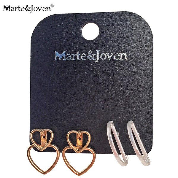 2 Pairs/set D Shaped/Heart Stud Earrings Set for Women Fashion Matte Silver/Gold Studs Sets Cheap Ladies Accessories