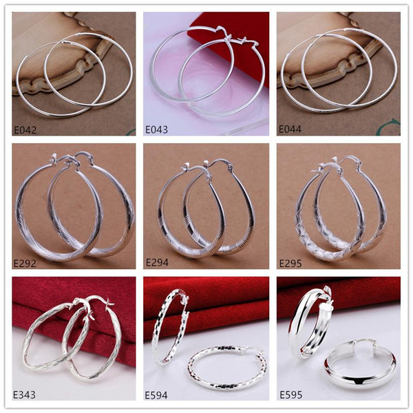 2018 New arrival women's plating sterling silver earring mixed 10style 10pairs high grade fashion 925 silver Circles round earrings