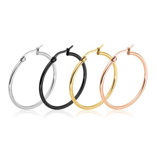 Gold silvery black Rose Gold Seven color Exaggerated large Ear hoop Earrings Titanium steel Ear buckle Stainless steel earrings 70mm/75mm