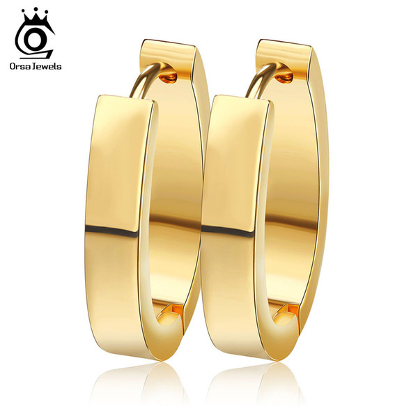 High Polished Concise Hoop Earring with 18K Gold/ Silver Color Stainless Steel Fashion Woman Earring GTE17