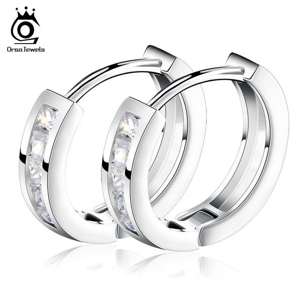 Orsa Jewelry Platinum Plated Silver Fashion Earring For woman Gift for friend Woman Hoop Earring OE02